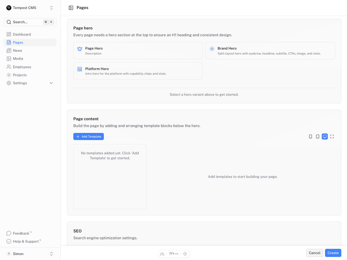 Build pages visually